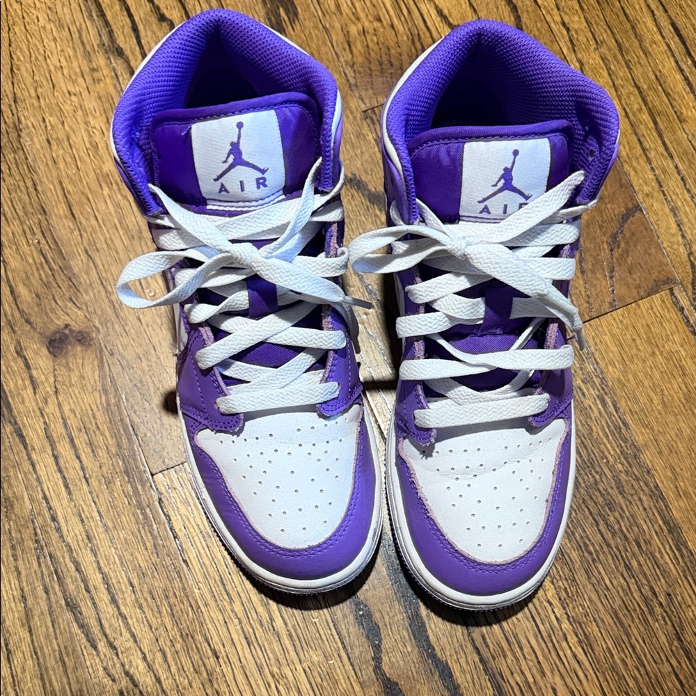 Jordan Kids Purple and White High-Top Sneakers